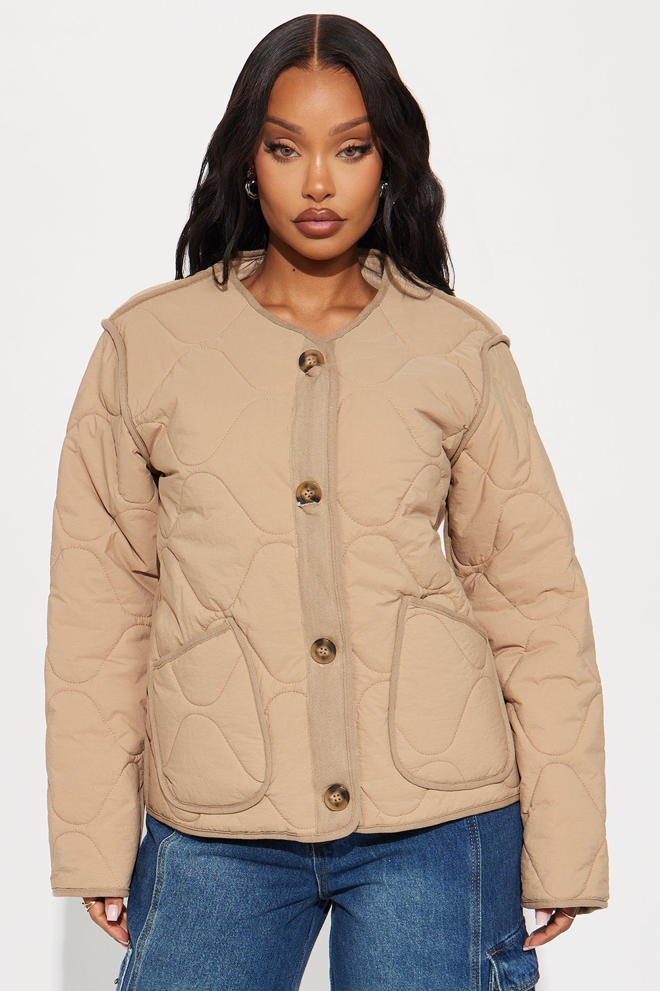 Slope Days Quilted Lightweight Jacket - Tan Female Product Image
