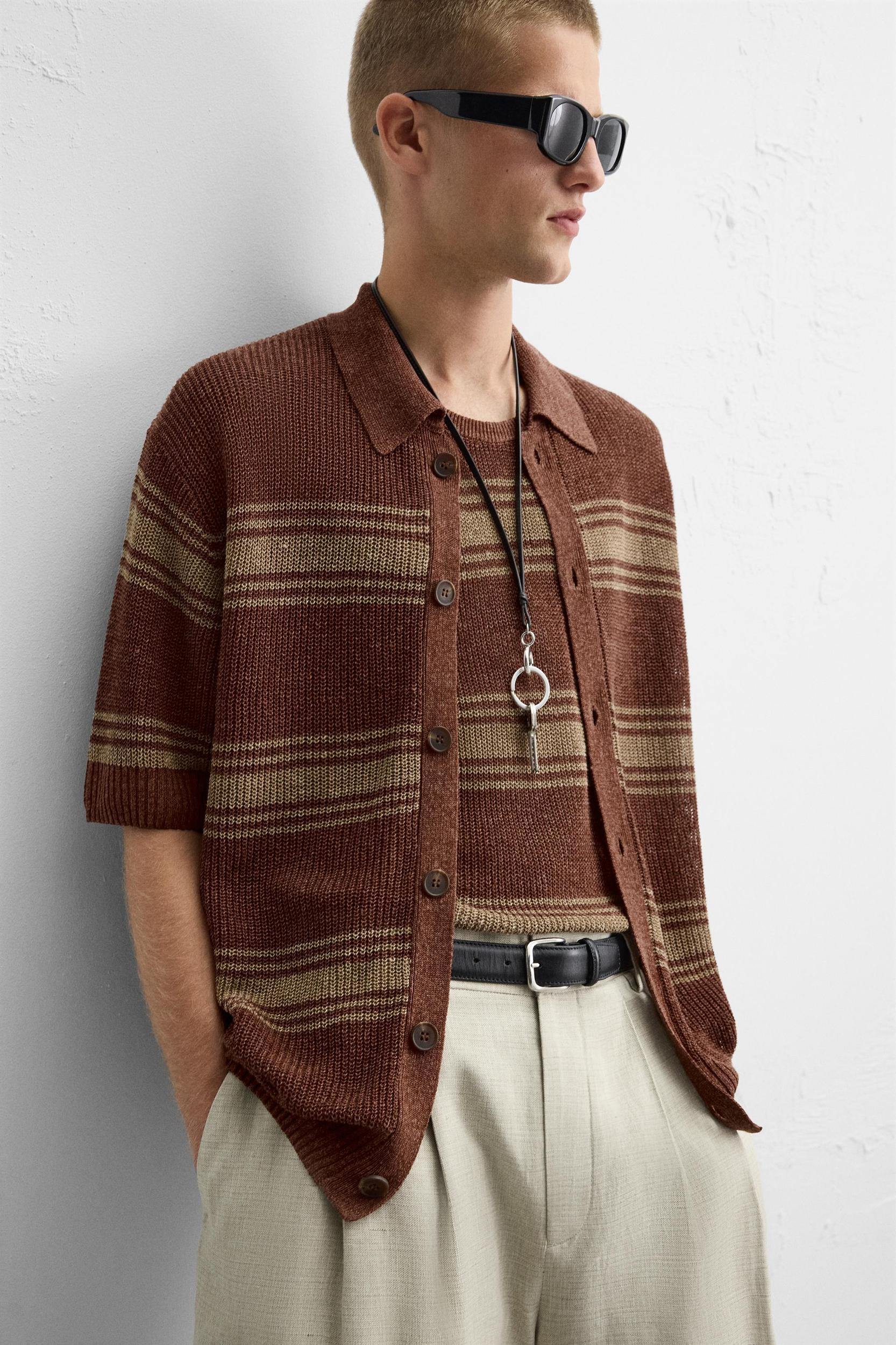 LINEN VISCOSE KNIT SHIRT Product Image