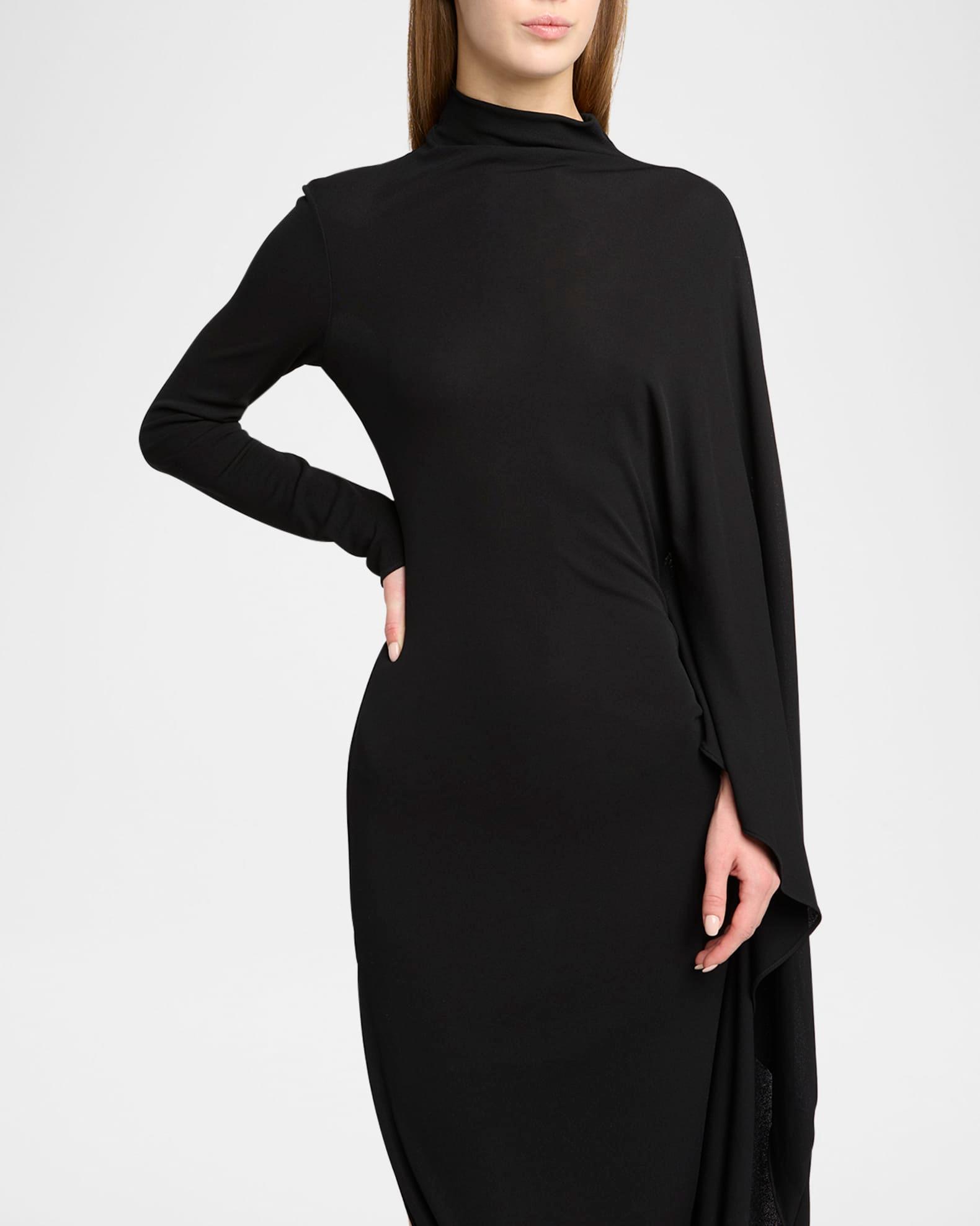 High Neck Cape Viscose Dress Product Image