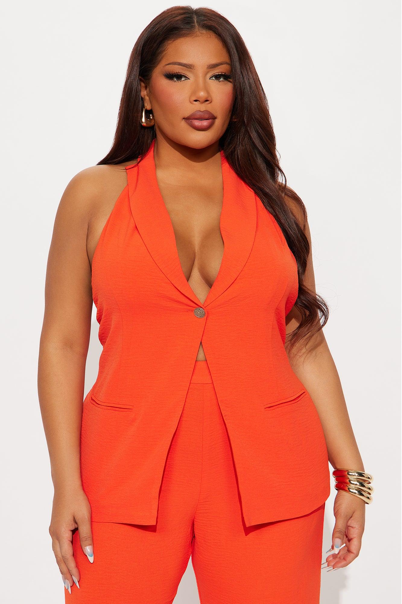 Clementine Backless Vest Pant Set - Orange Female Product Image