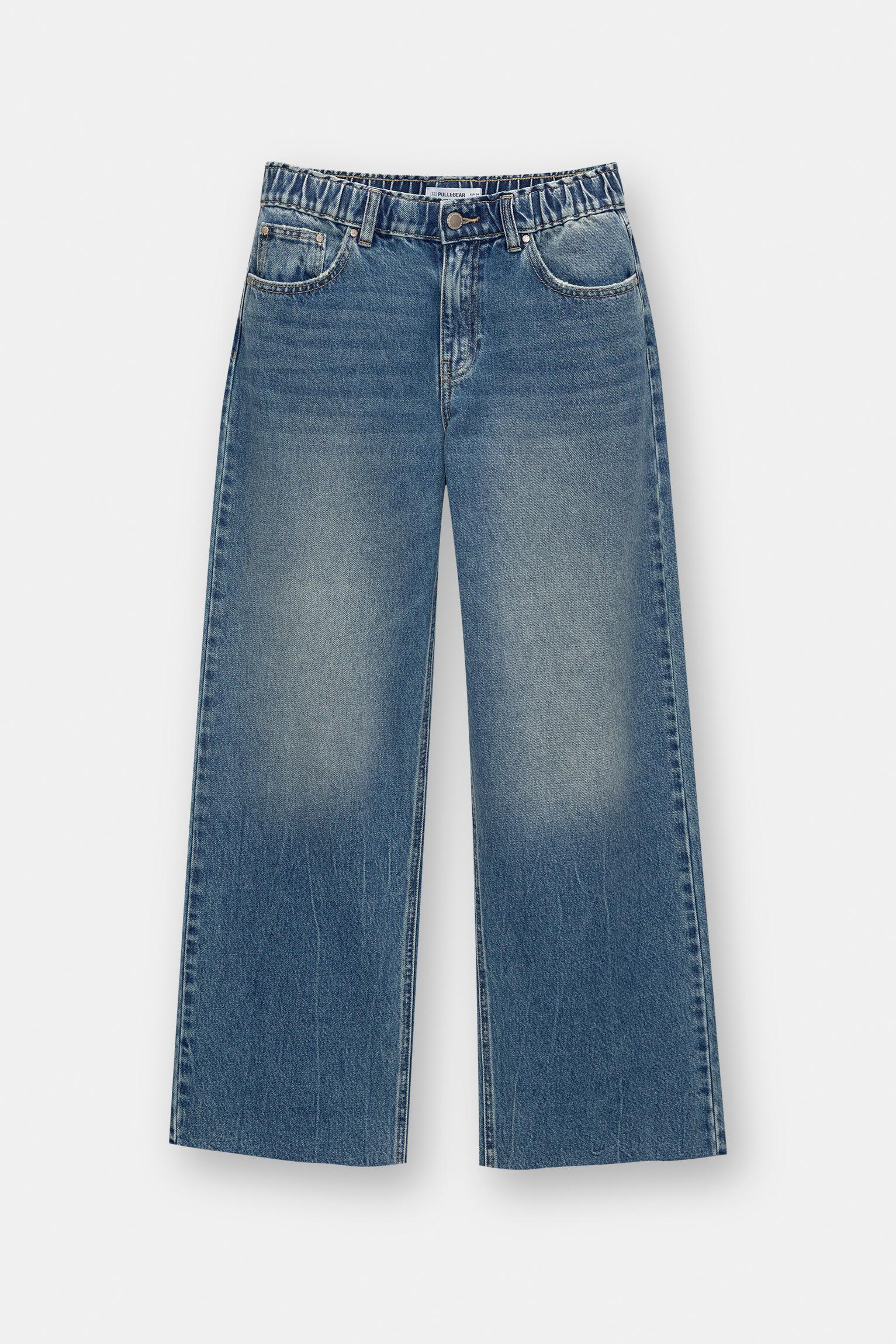 Wide leg baggy jeans with elastic waistband Product Image