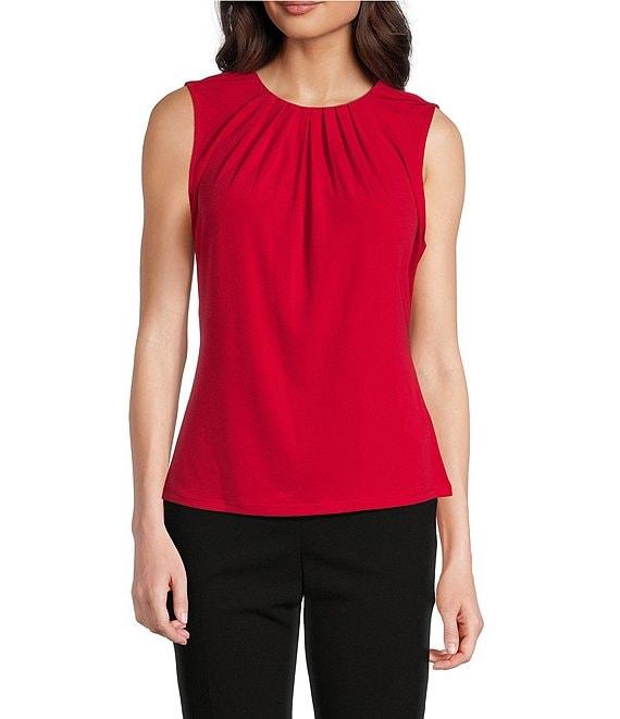 DKNY by Donna Karan Sleeveless Ruched Crew Neck Top Product Image