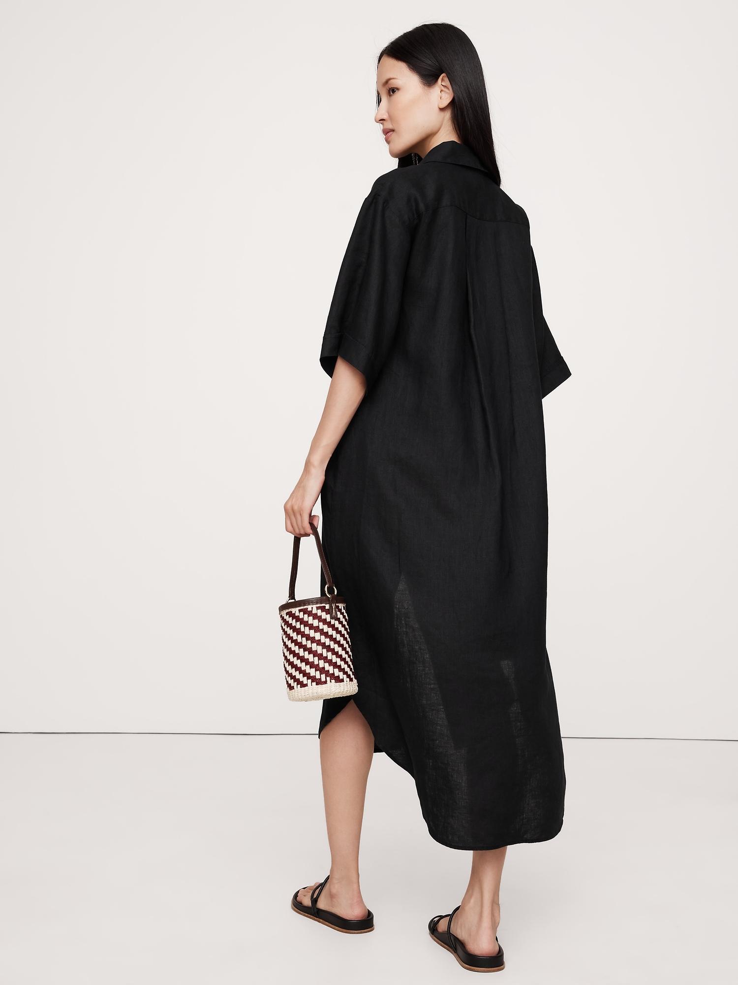 Linen Asymmetrical Shirt Dress Product Image