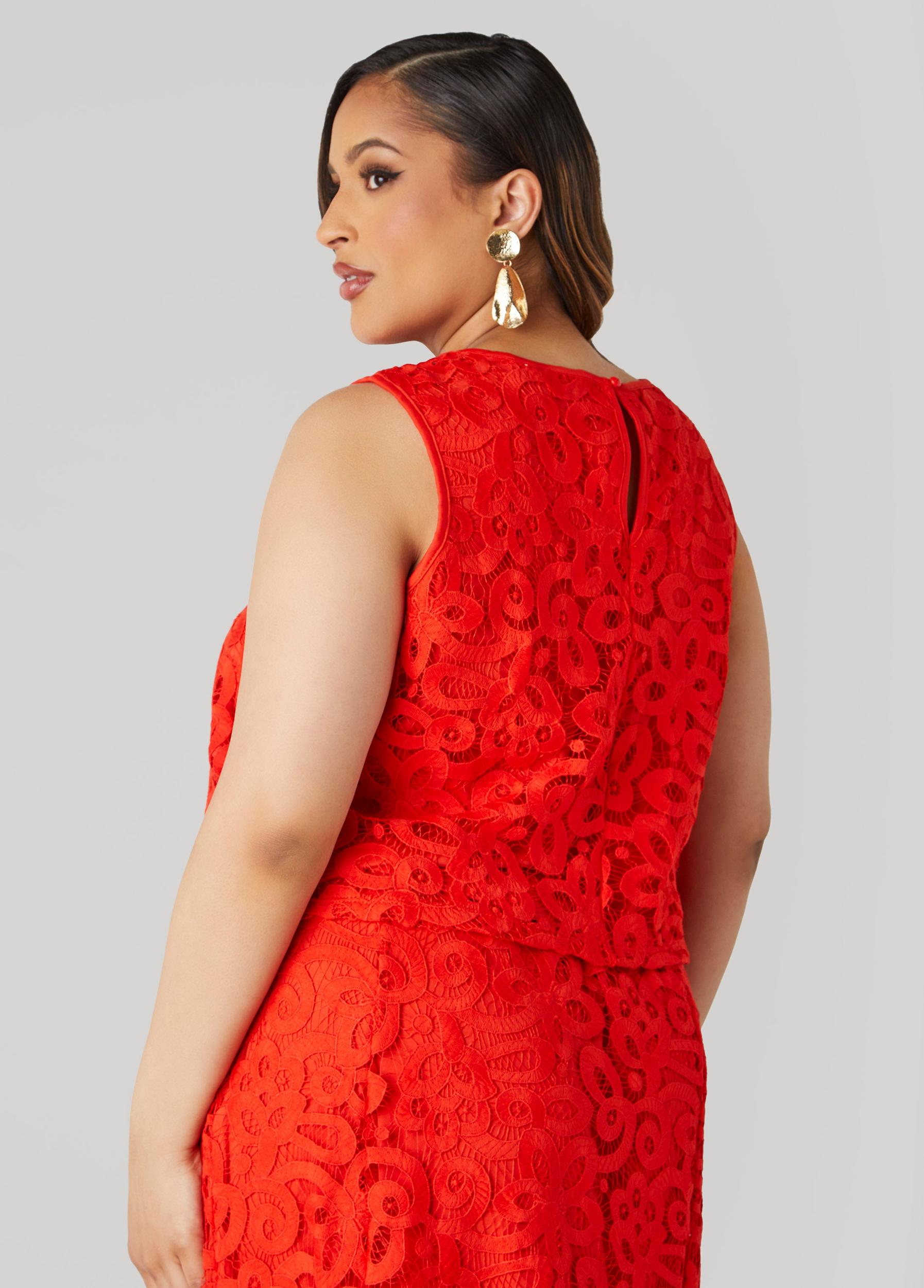 Plus Size Corded Lace Top Ashley Stewart Product Image