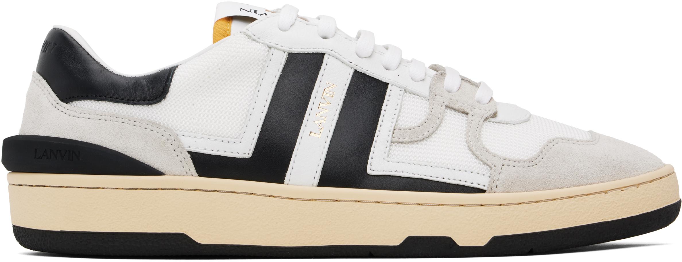 LANVIN Black And White Leather Clay Low Mesh Sneakers Product Image