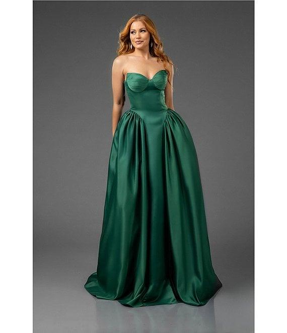 Terani Couture Sweetheart Neck Side Pleated Satin Ballgown Product Image