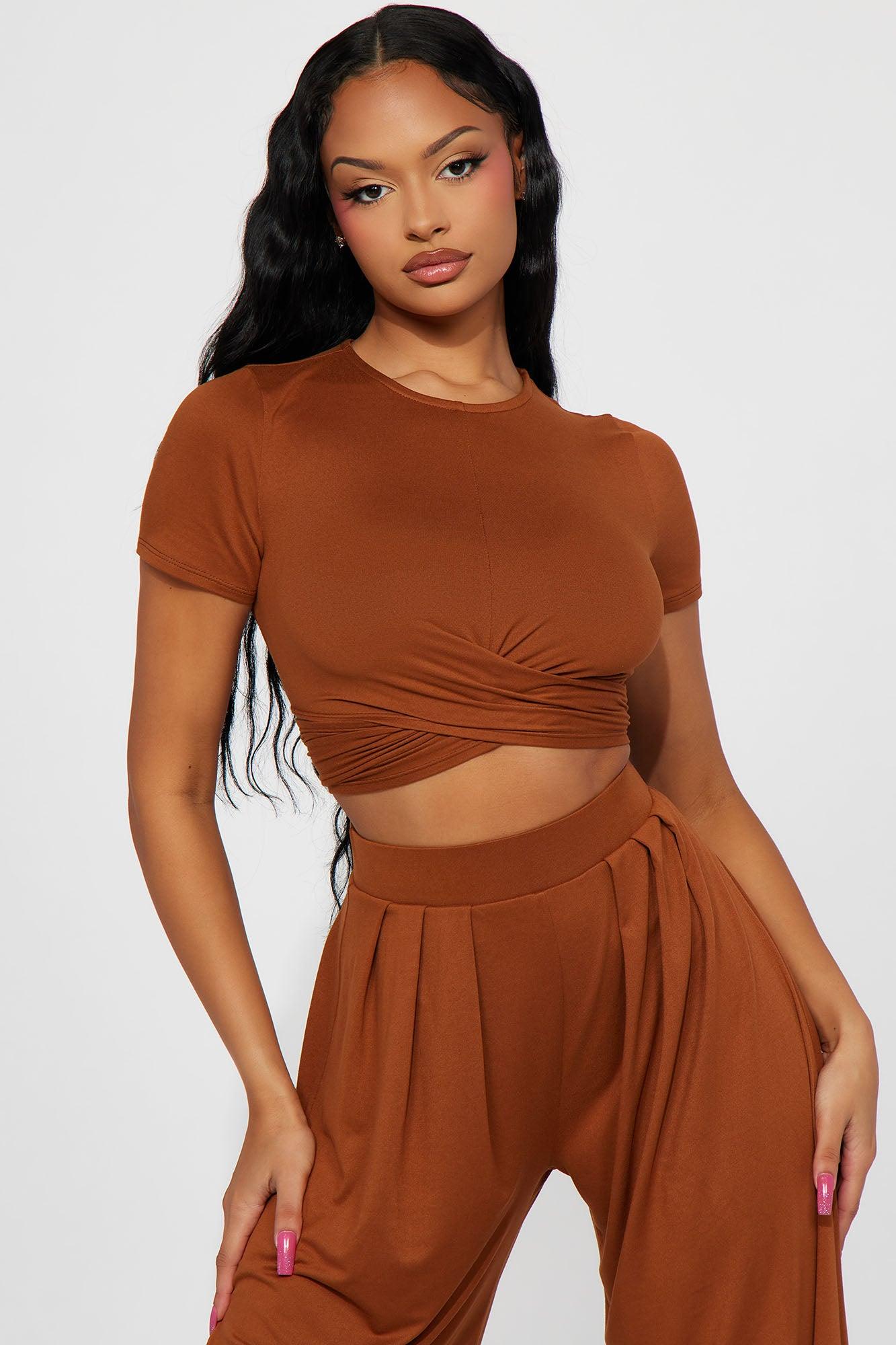 Casually Chic Wide Leg Pant Set - Mocha Product Image