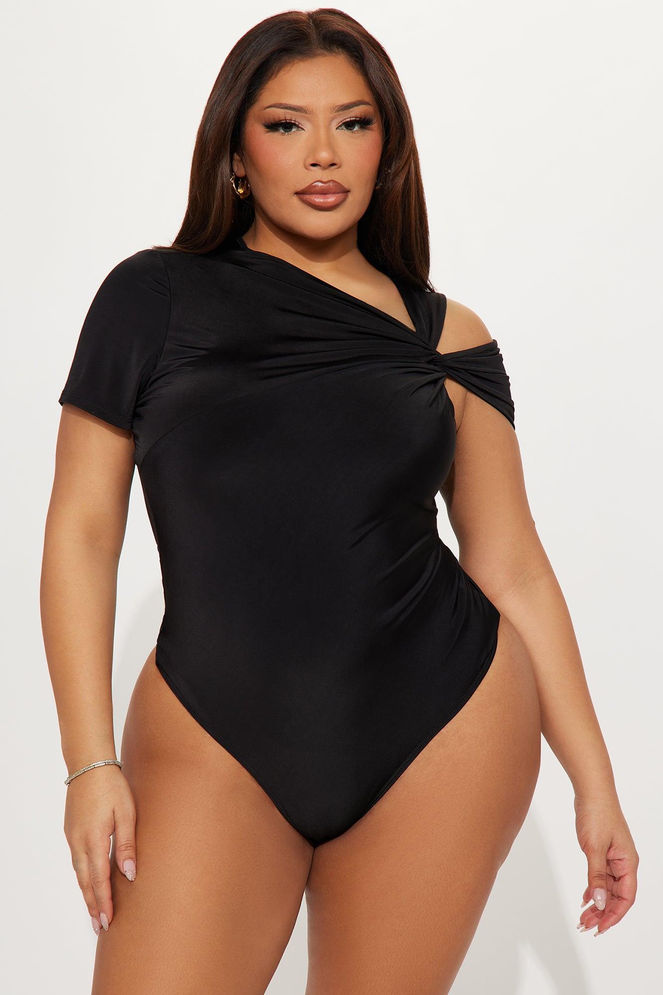 Twist It Up Cut Out Bodysuit  - Black Product Image
