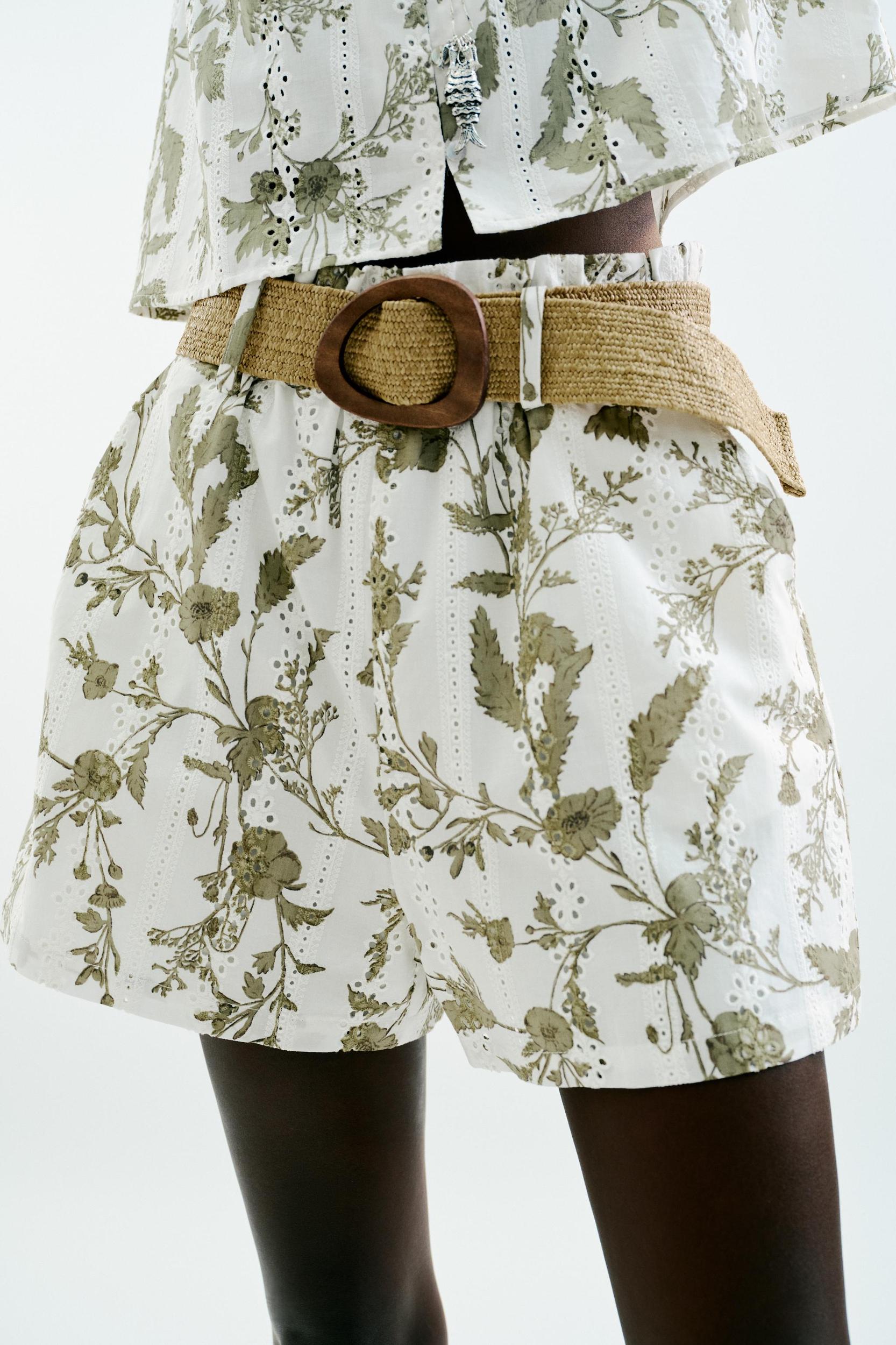 PRINTED SHORTS WITH PERFORATED EMBROIDERY Product Image