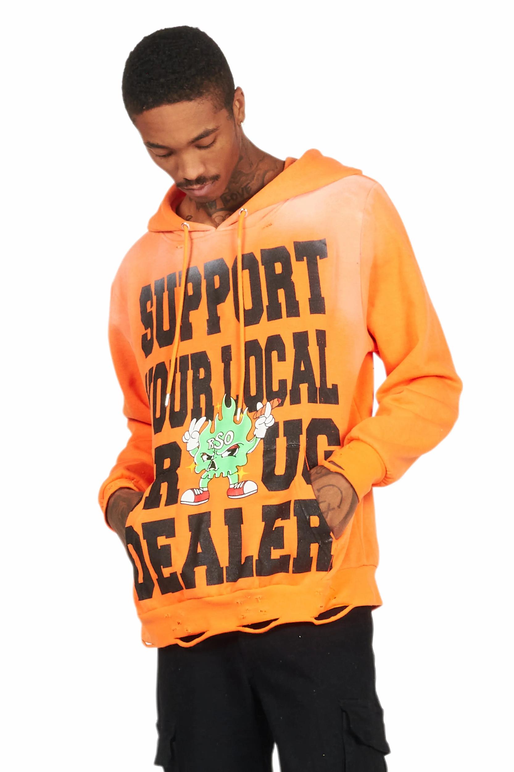 Tarl Orange Distressed Graphic Hoodie Male Product Image