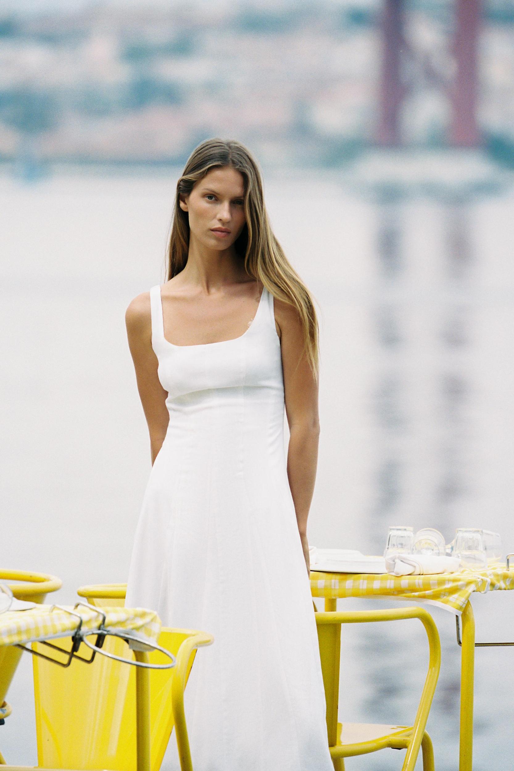 LINEN STRAPPY MIDI DRESS Product Image