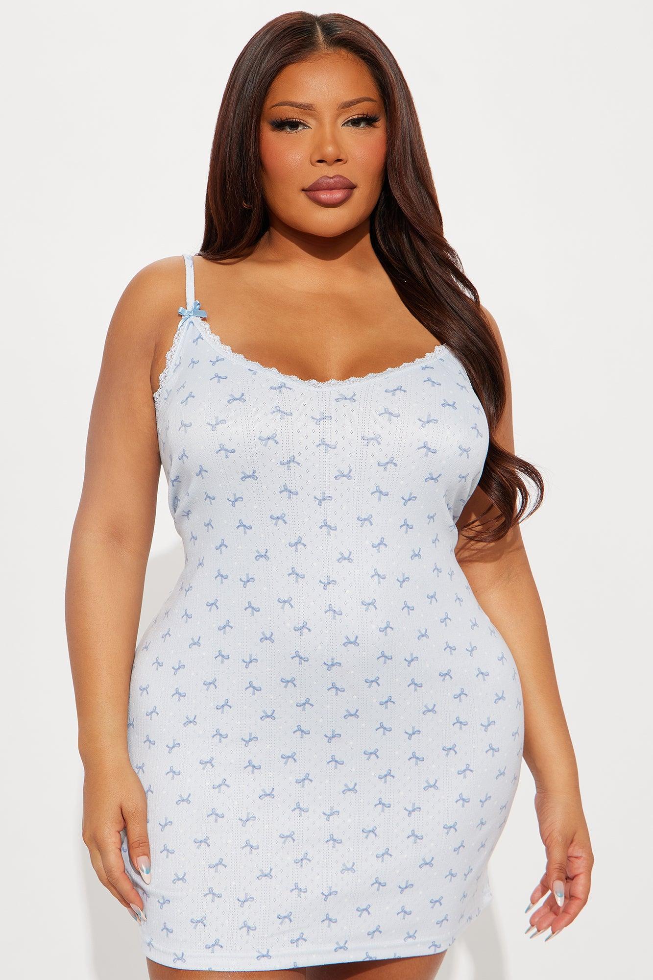 Floral Dreams Pointelle Cami PJ Sleep Dress - Light Blue Product Image