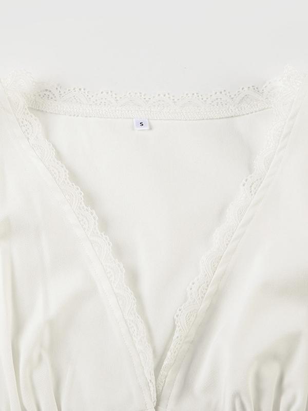 Lace V Neck Short Sleeve Tee Product Image