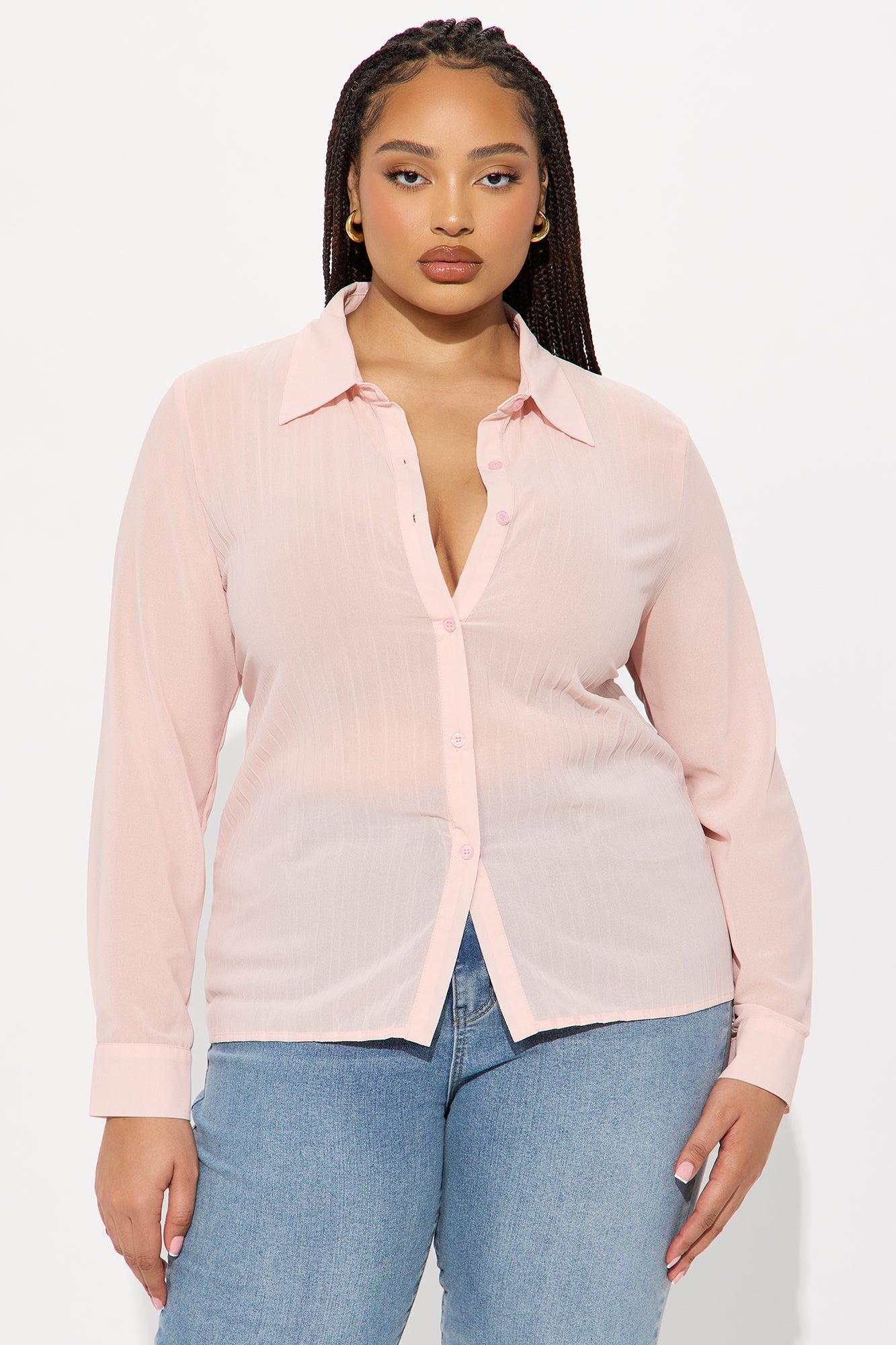 Royal Romance Pleated Chiffon Shirt - Blush Female Product Image