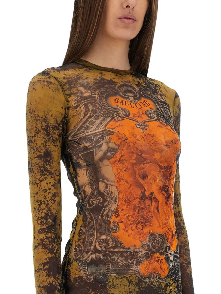 JEAN PAUL GAULTIER Graphic Print Full-length Dress With Long Sleeves In Black Product Image