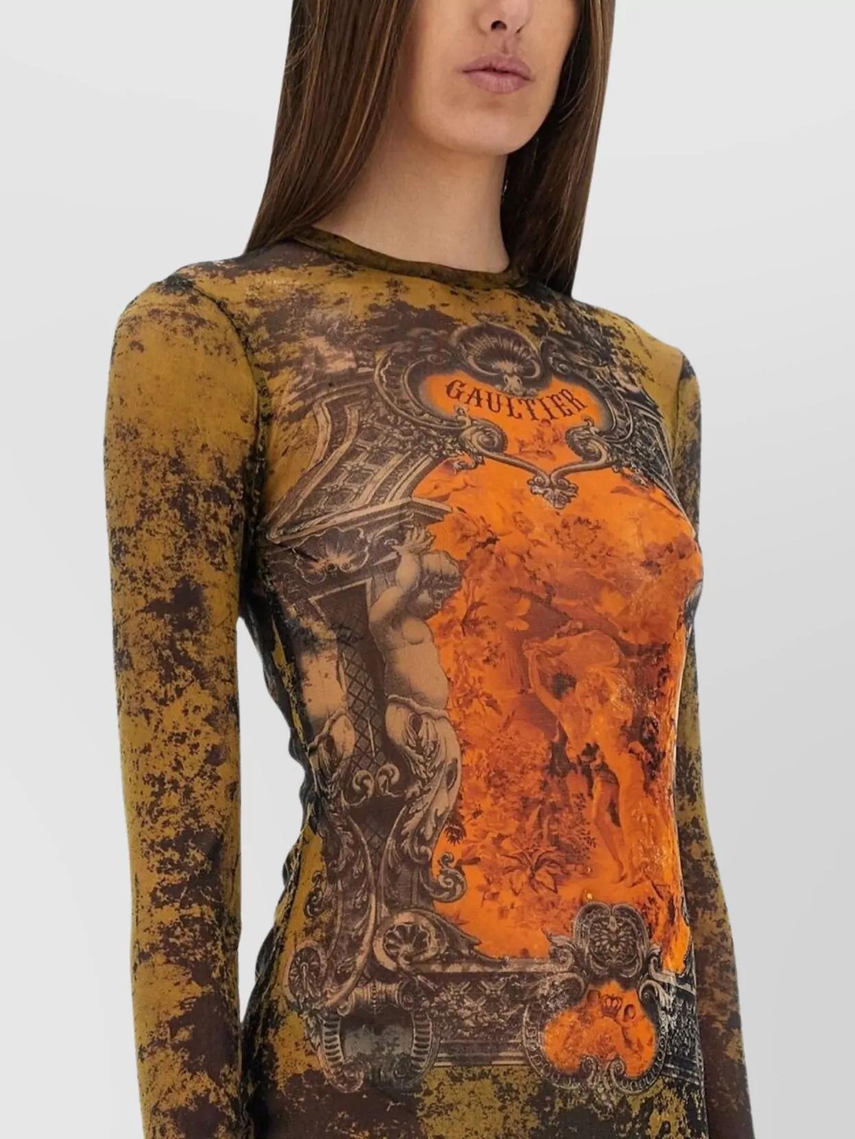 JEAN PAUL GAULTIER Graphic Print Full-length Dress With Long Sleeves In Black Product Image