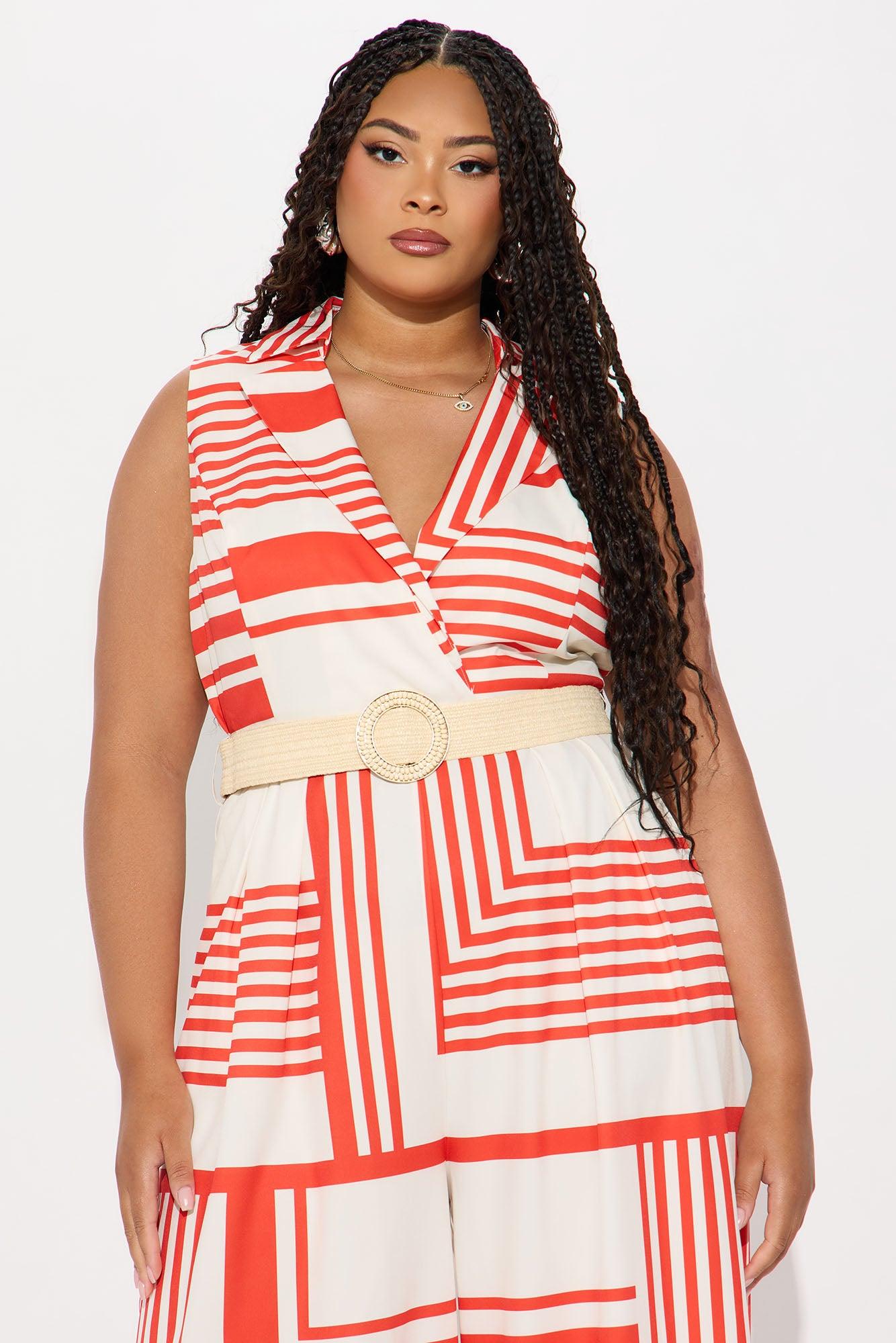 Nora Striped Jumpsuit - Red/combo Product Image