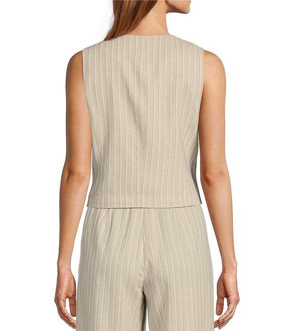 Lucy Paris Rowena Pinstripe V-Neck Sleeveless Button Front Vest Product Image