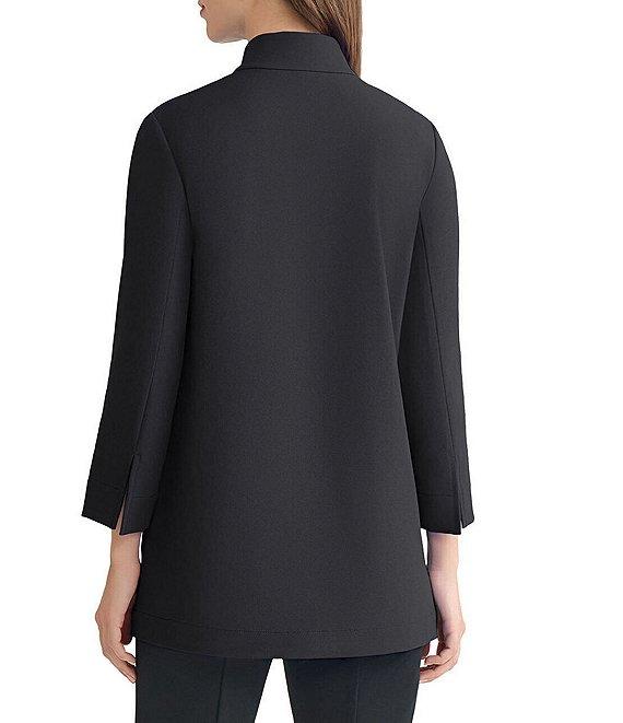 Ming Wang Stretch Crepe Stand Collar Bracelet Sleeve Zip Front Utility Jacket Product Image
