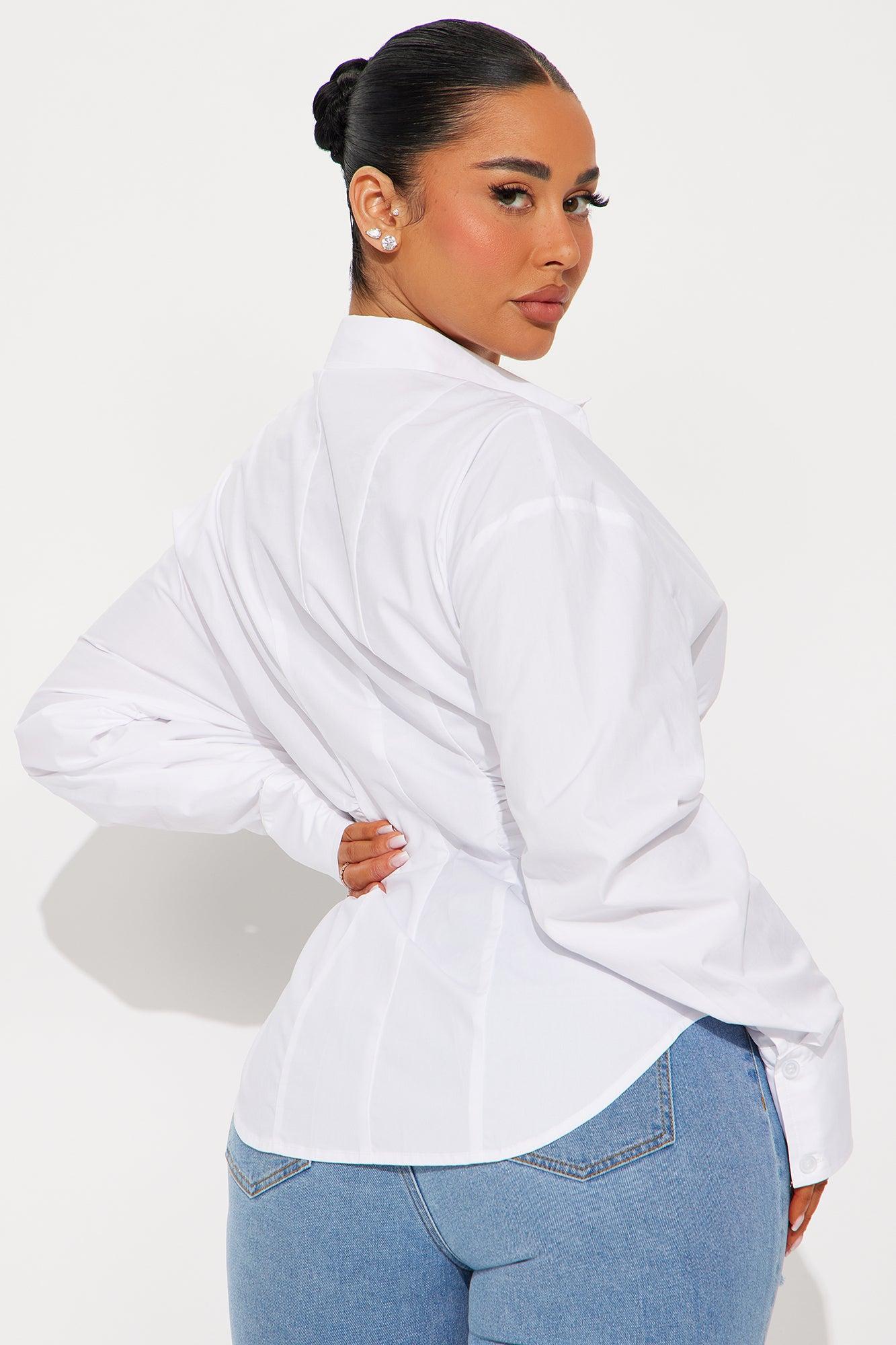 Alaia Poplin Button Up Shirt - White Product Image
