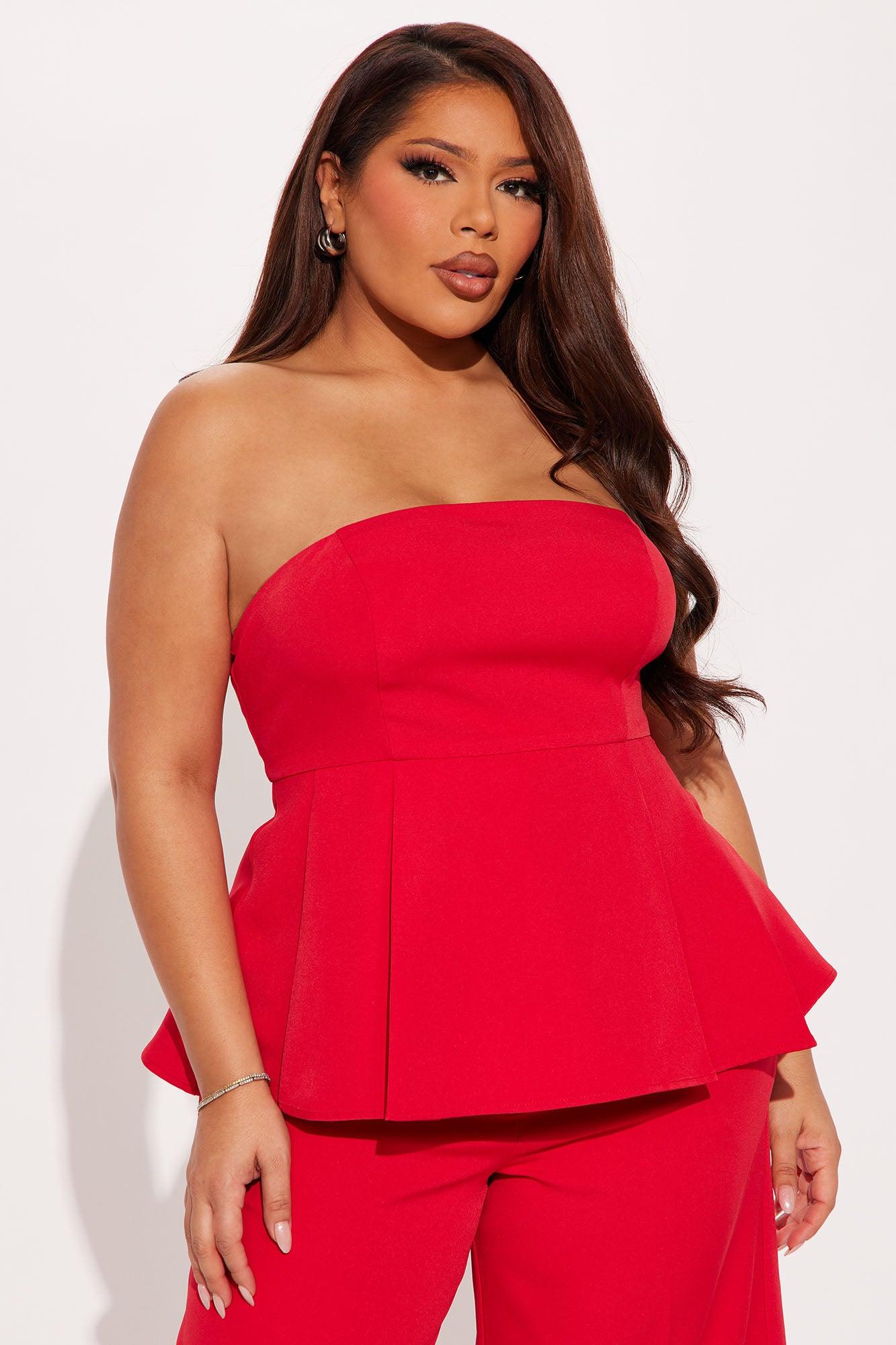 Roxie Peplum Pant Set - Red Product Image