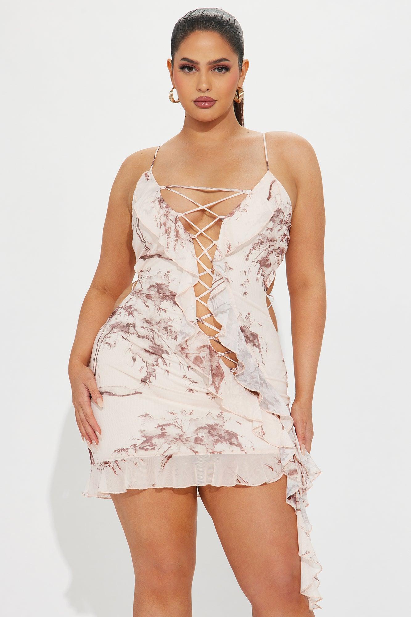 Maxine Mesh Ruffle Mini Dress - Pink Product Image