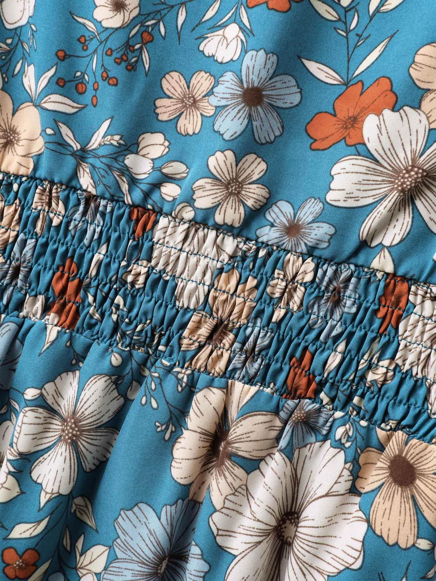 Floral Print Shirred Waist Midi Dress Female Product Image