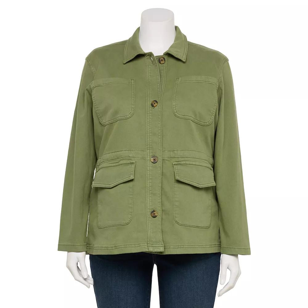 Plus Size LC Lauren Conrad Cinched Waist Cargo Jacket, Women's, Size: 3XL, Addison Green Product Image