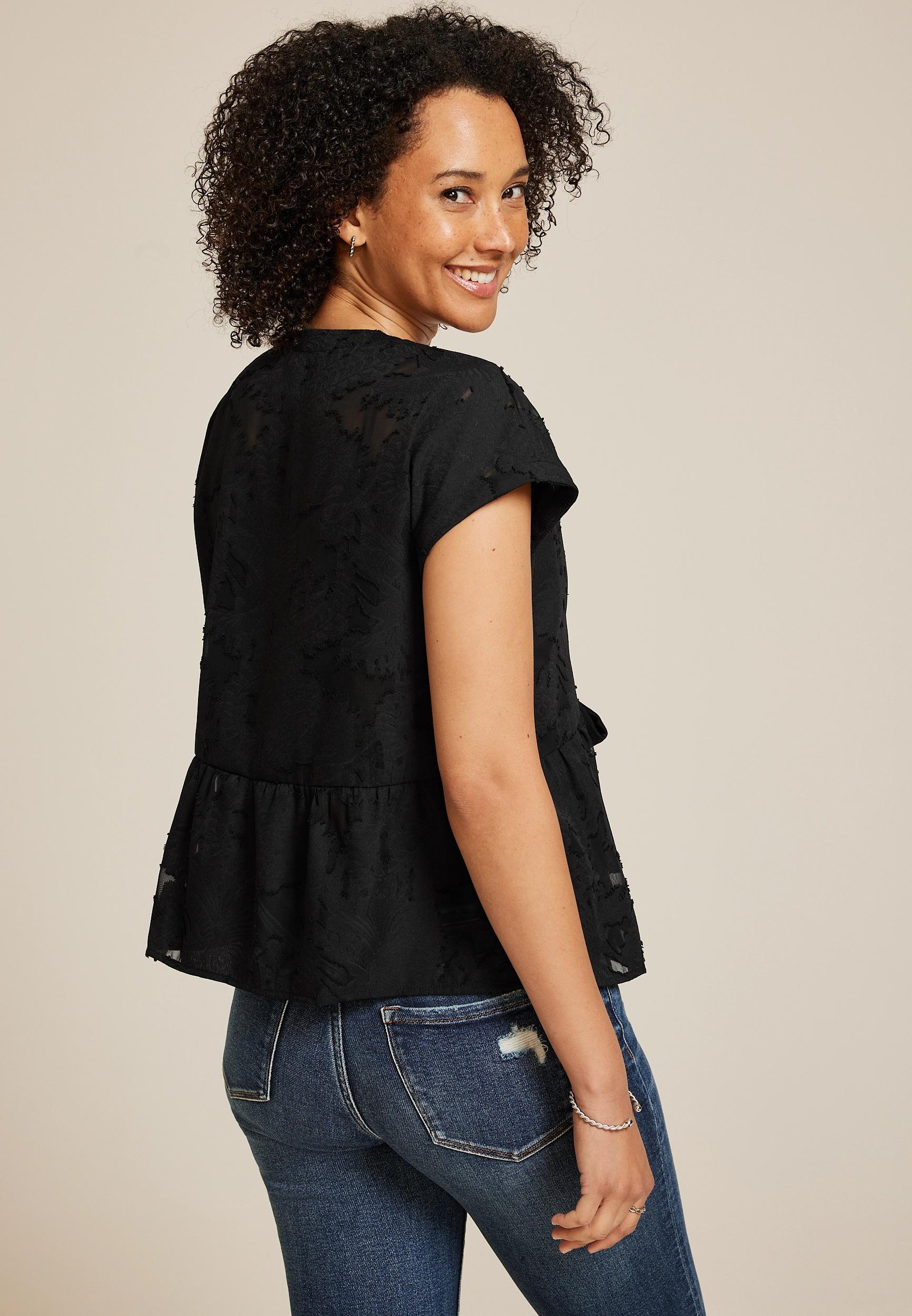 Studio Y Jacquard Front Tie Peplum Cardigan Product Image