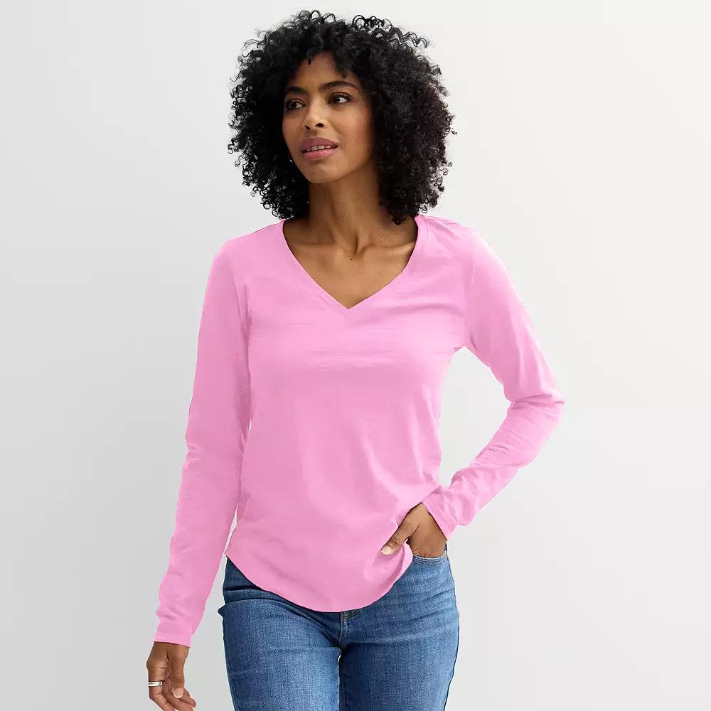 Women's Sonoma Goods For Life® Everyday Long Sleeve V-Neck T-Shirt,  Product Image