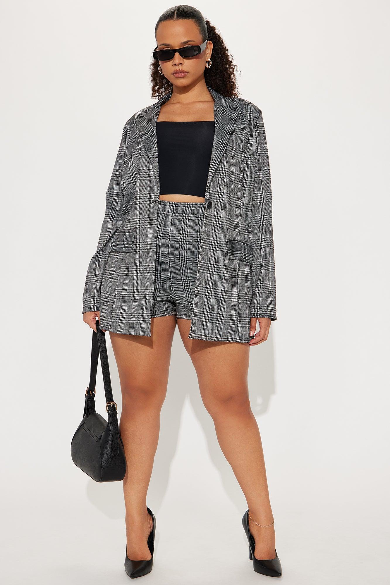 Suit Yourself Blazer And Micro Short Set - Black/combo Product Image