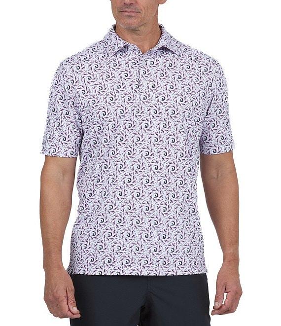 IBKUL Big Wave Printed Short Sleeve Polo Shirt Product Image
