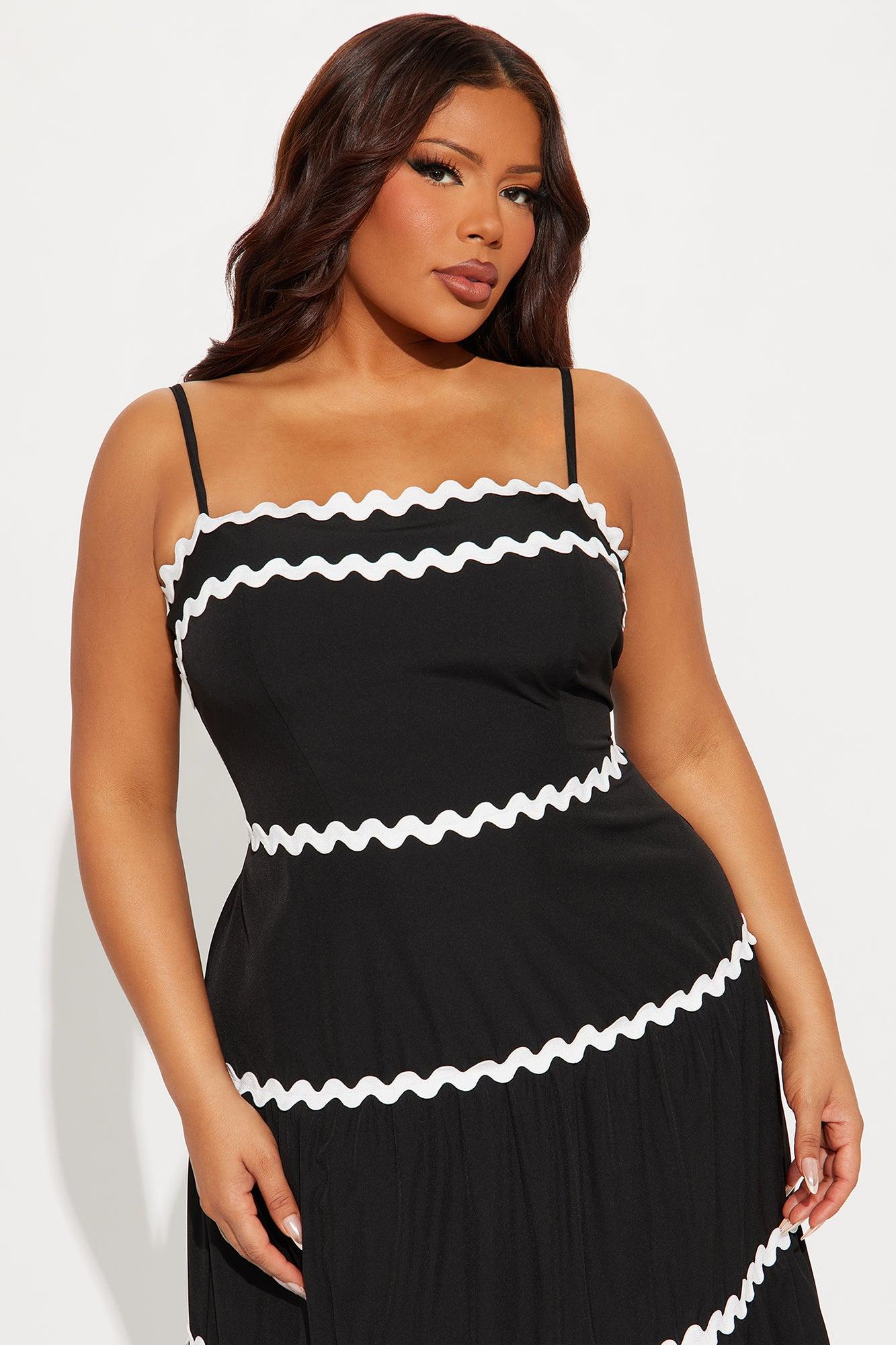 Josie Contrast Maxi Dress - Black/White Product Image