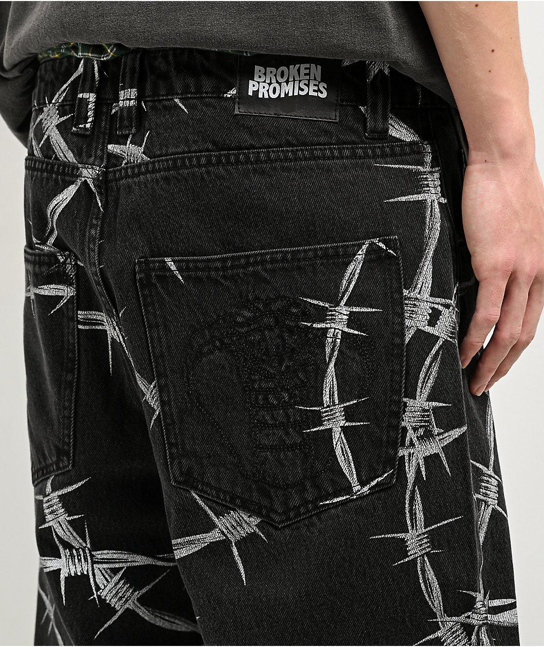 Broken Promises Wired Black Denim Jeans Product Image