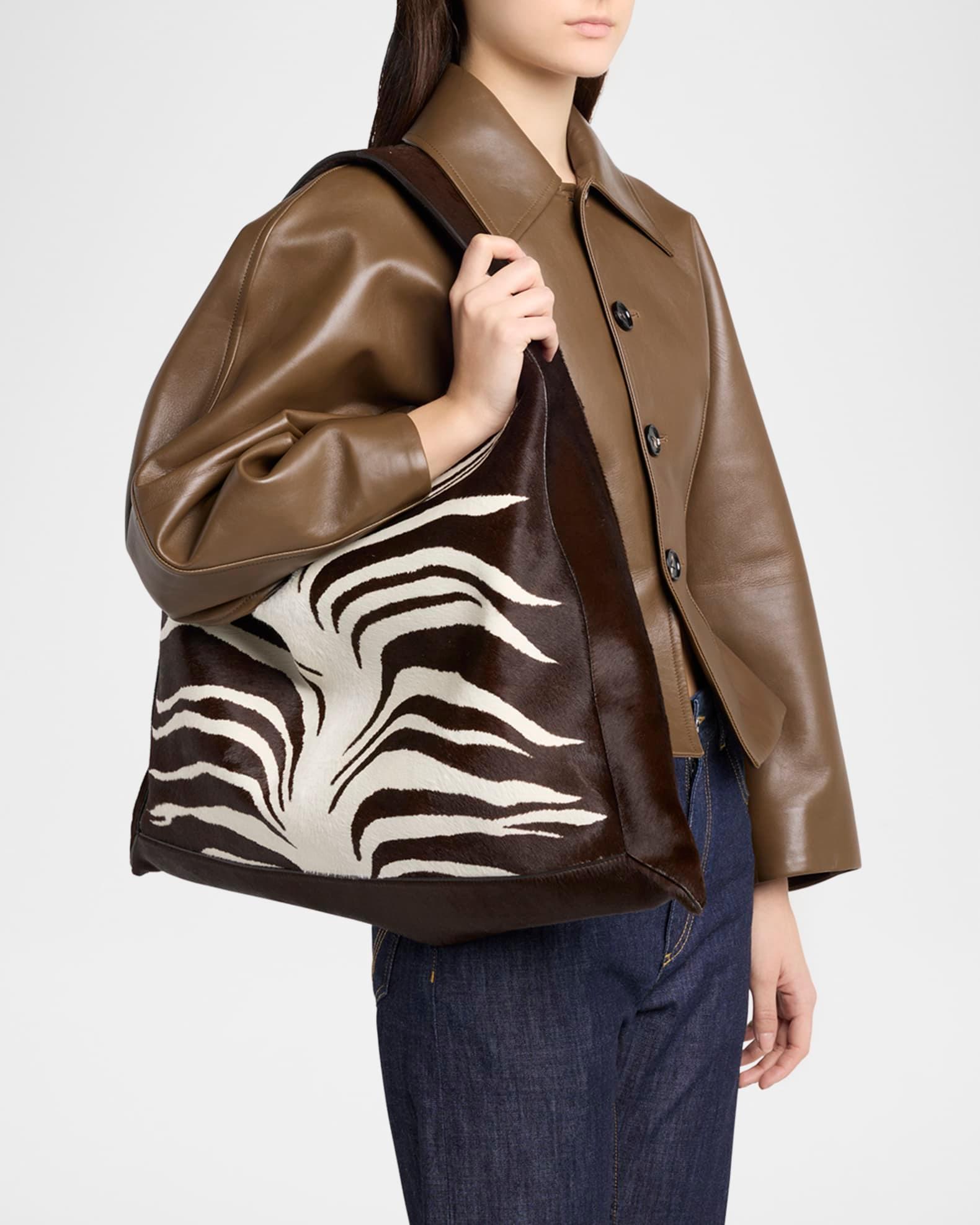 Hop Zebra-Print Calf Hair Shoulder Bag Product Image