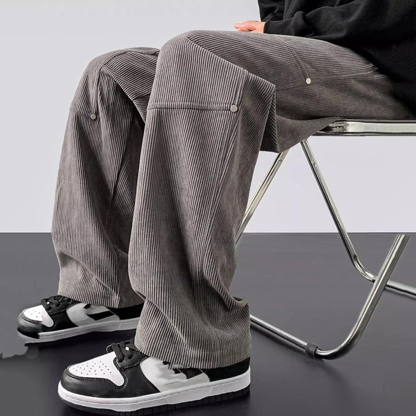 American Retro Trendy Corduroy Rivet Pants Product Image