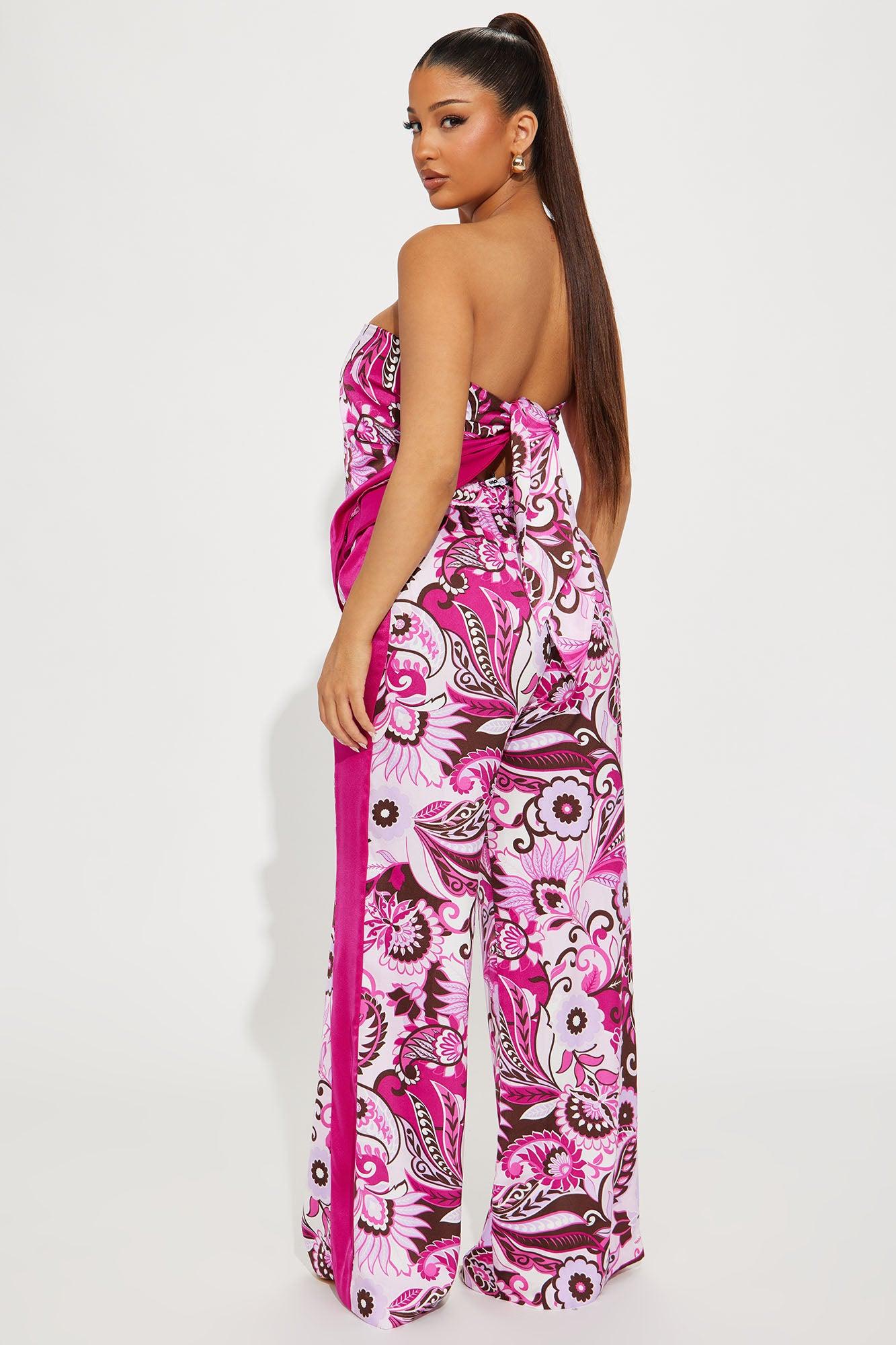 Kiki Satin Pant Set - Pink Product Image