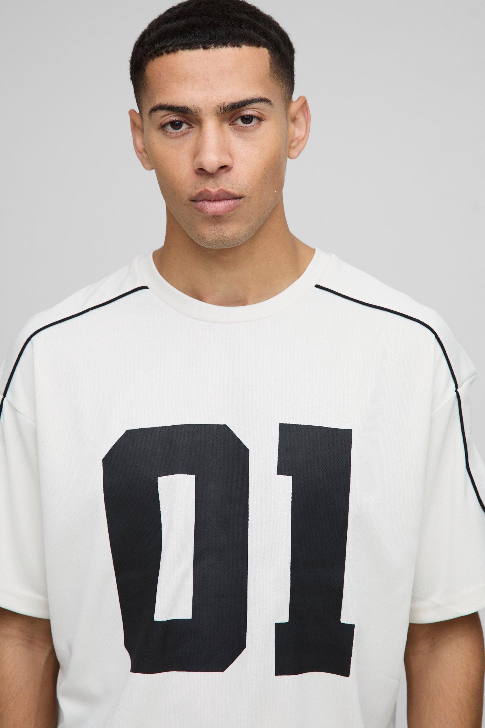 Oversized Boxy Half Sleeve Varsity T-Shirt | boohooMAN USA Product Image