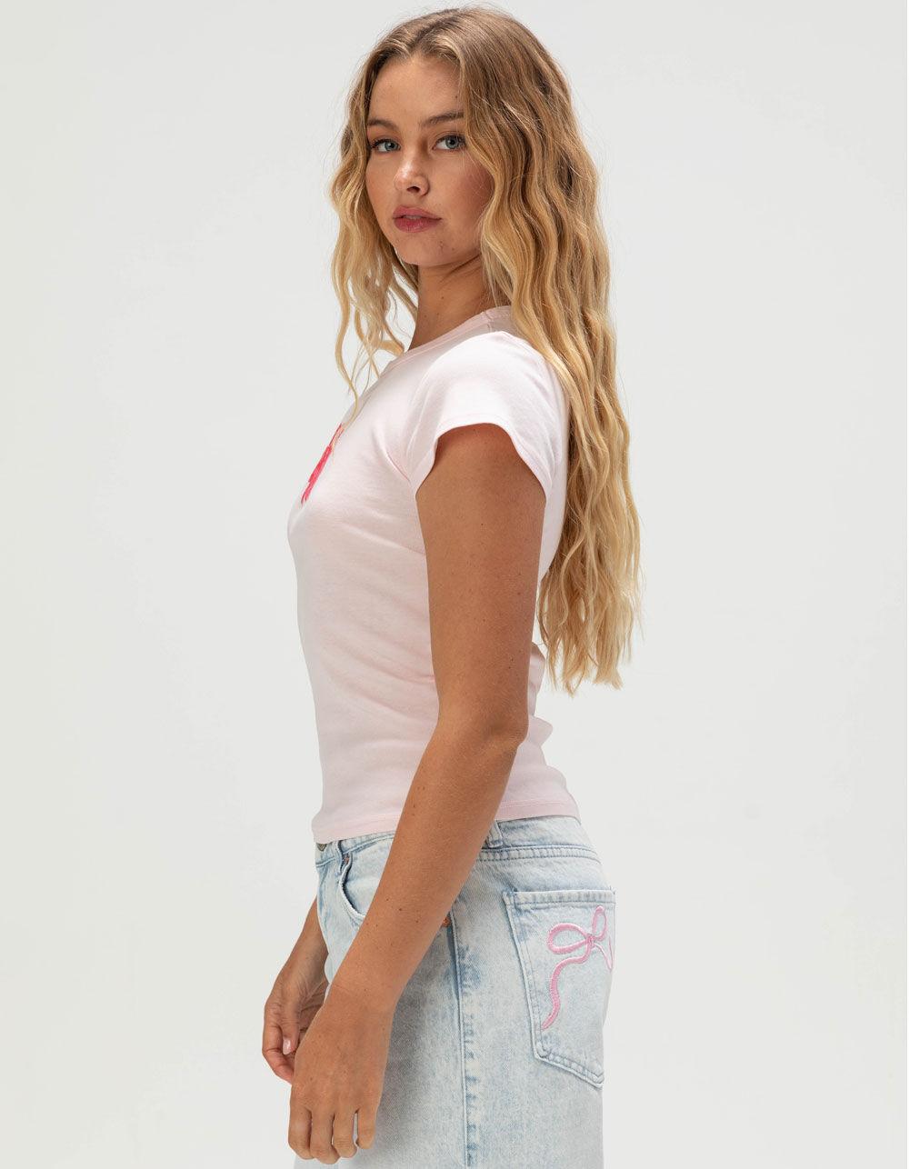 FULL TILT Peony Womens Baby Tee - PINK Product Image