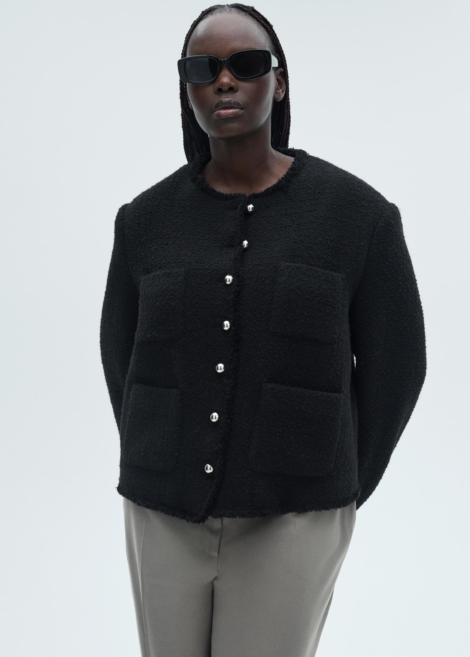 Tweed jacket with jewel buttons - Women | MANGO USA Product Image