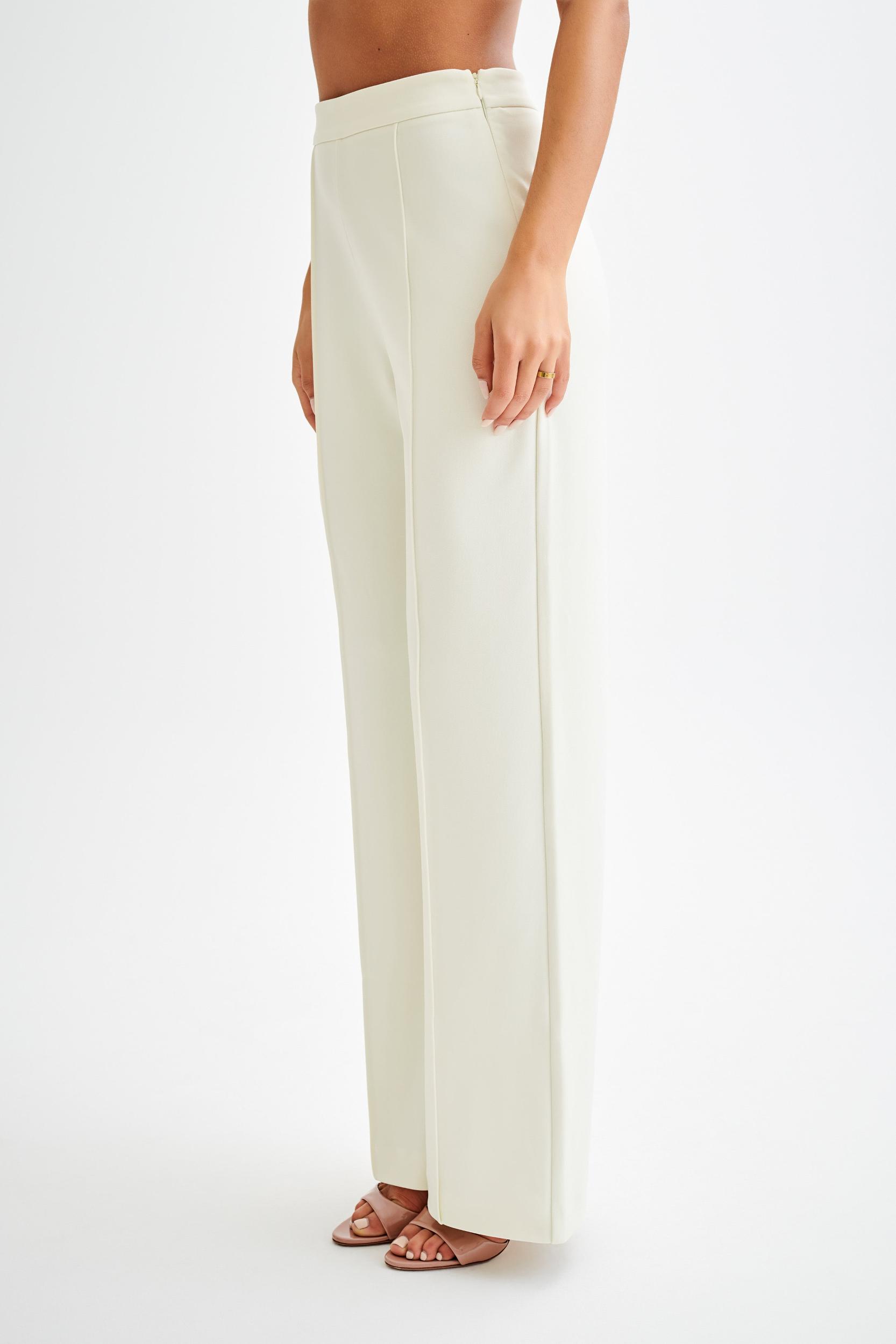 Antonia Pleated Wide Leg Pants - Ivory Product Image