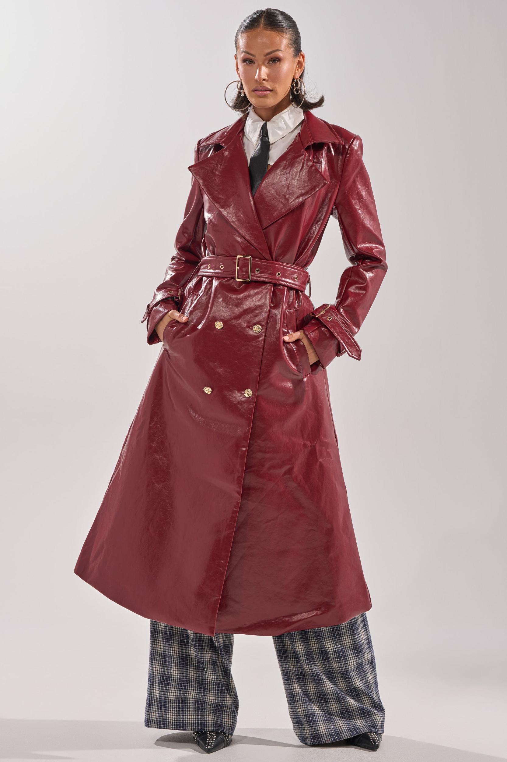 LADY DANGER FAUX LEATHER TRENCH Product Image