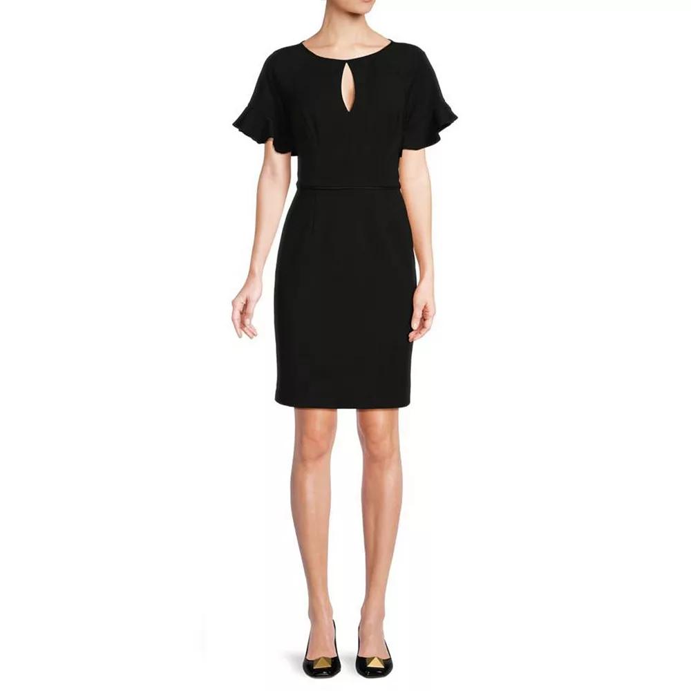 Women's Focus By Shani Knit Keyhole Flutter Sleeve Sheath Dress,  Product Image