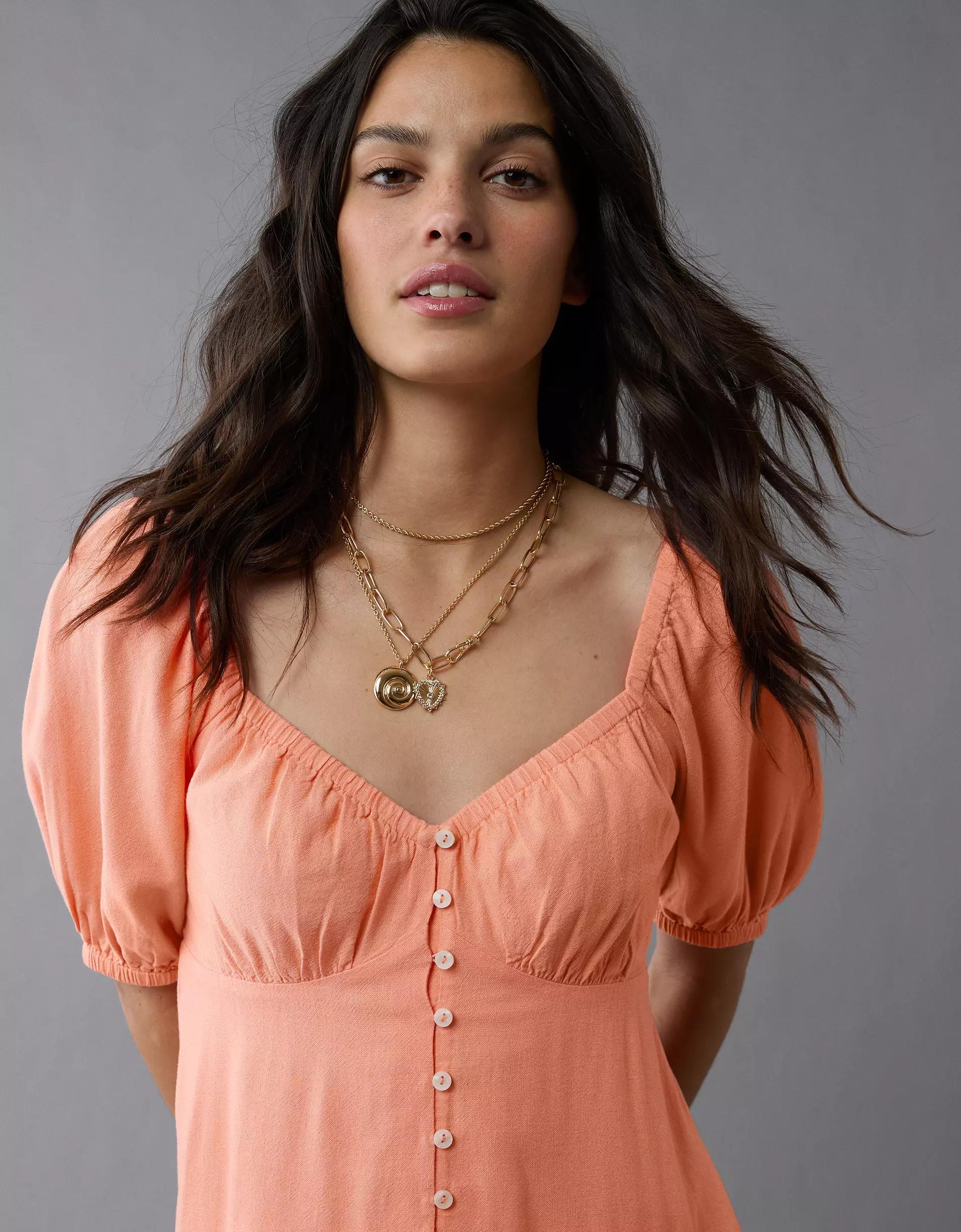 AE Puff Sleeve Babydoll Dress Product Image