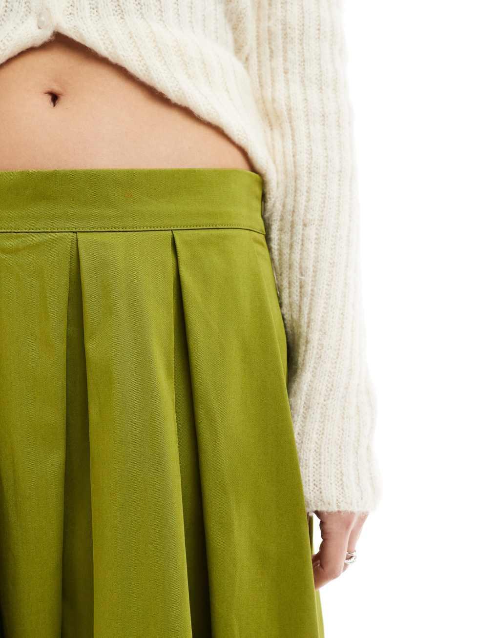 ASOS DESIGN box pleat cotton volume midi skirt Product Image
