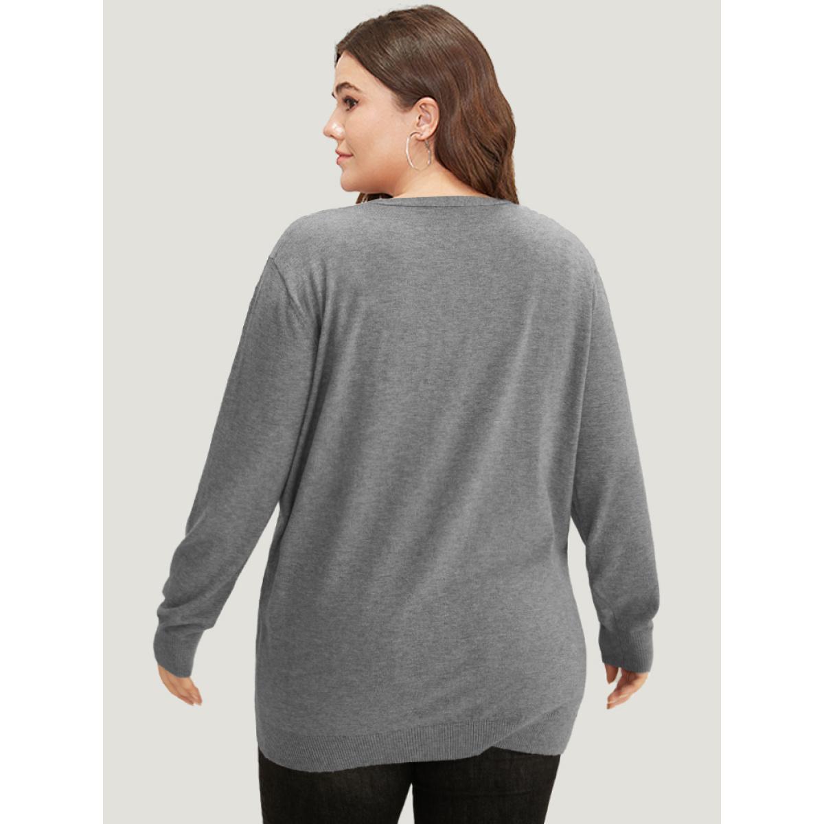 Plus Size Supersoft Essentials Halloween Spider Web Button Through Cardigan Gray Women Leisure Loose Long Sleeve Casual Cardigans BloomChic 26/4X Product Image