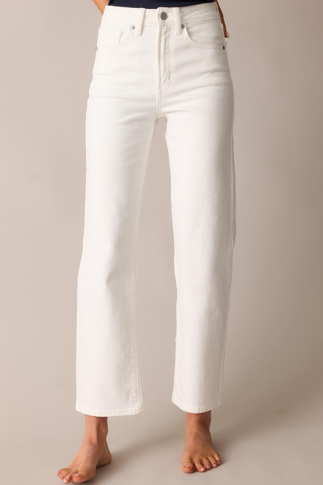 Hard At Work White Straight Leg Jeans Product Image