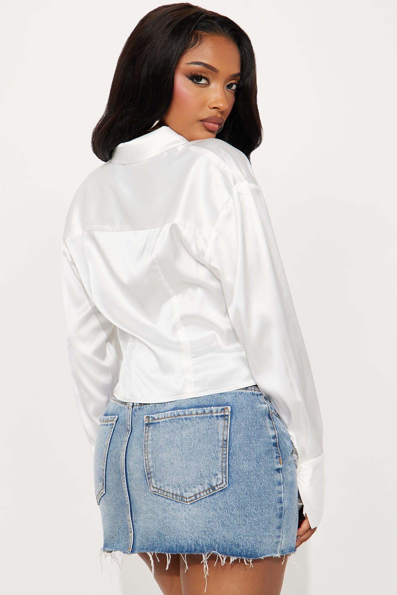 Belong To The City Satin Blouse - White Female Product Image