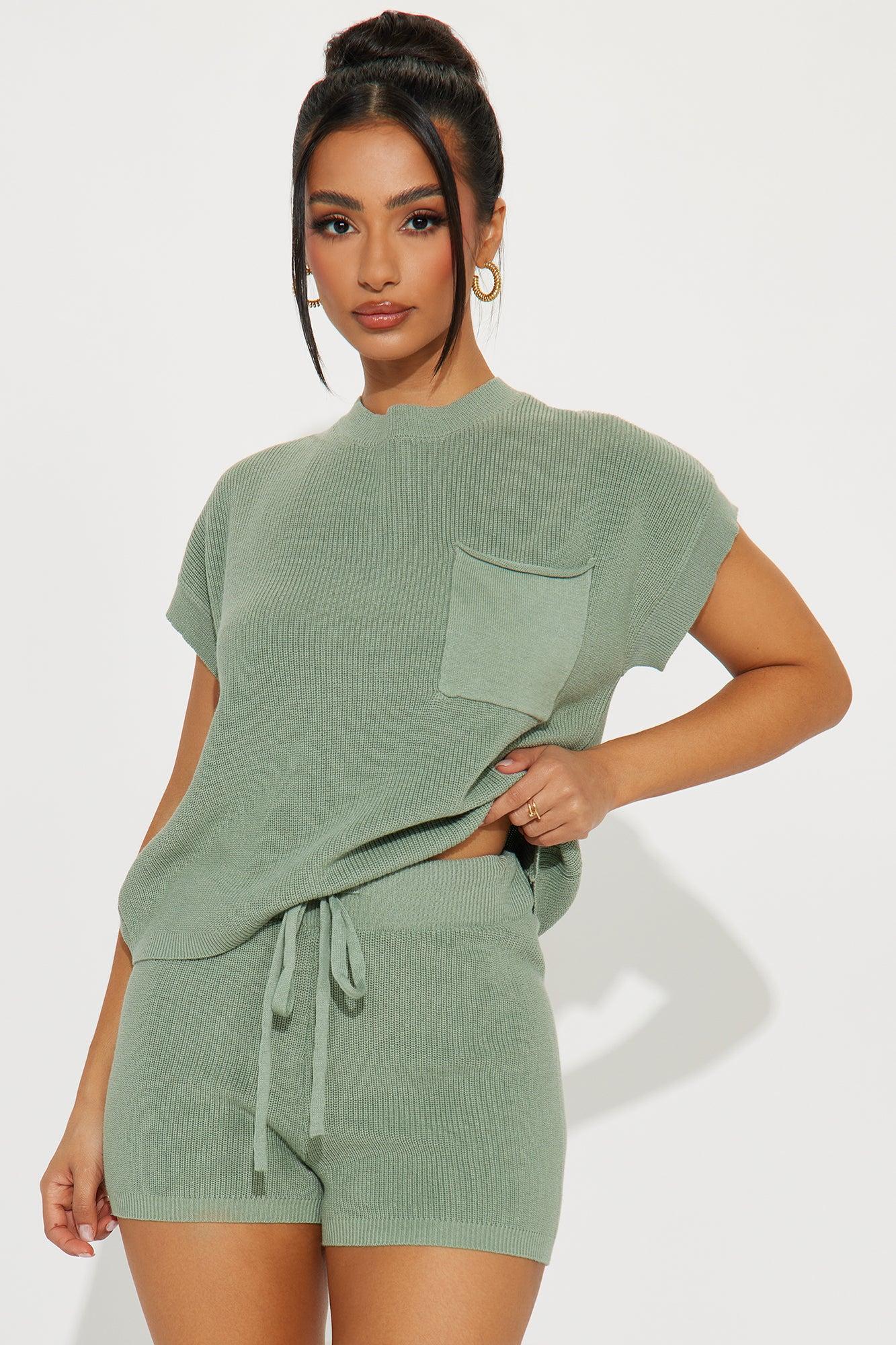 Skyler Sweater Short Set - Sage Product Image