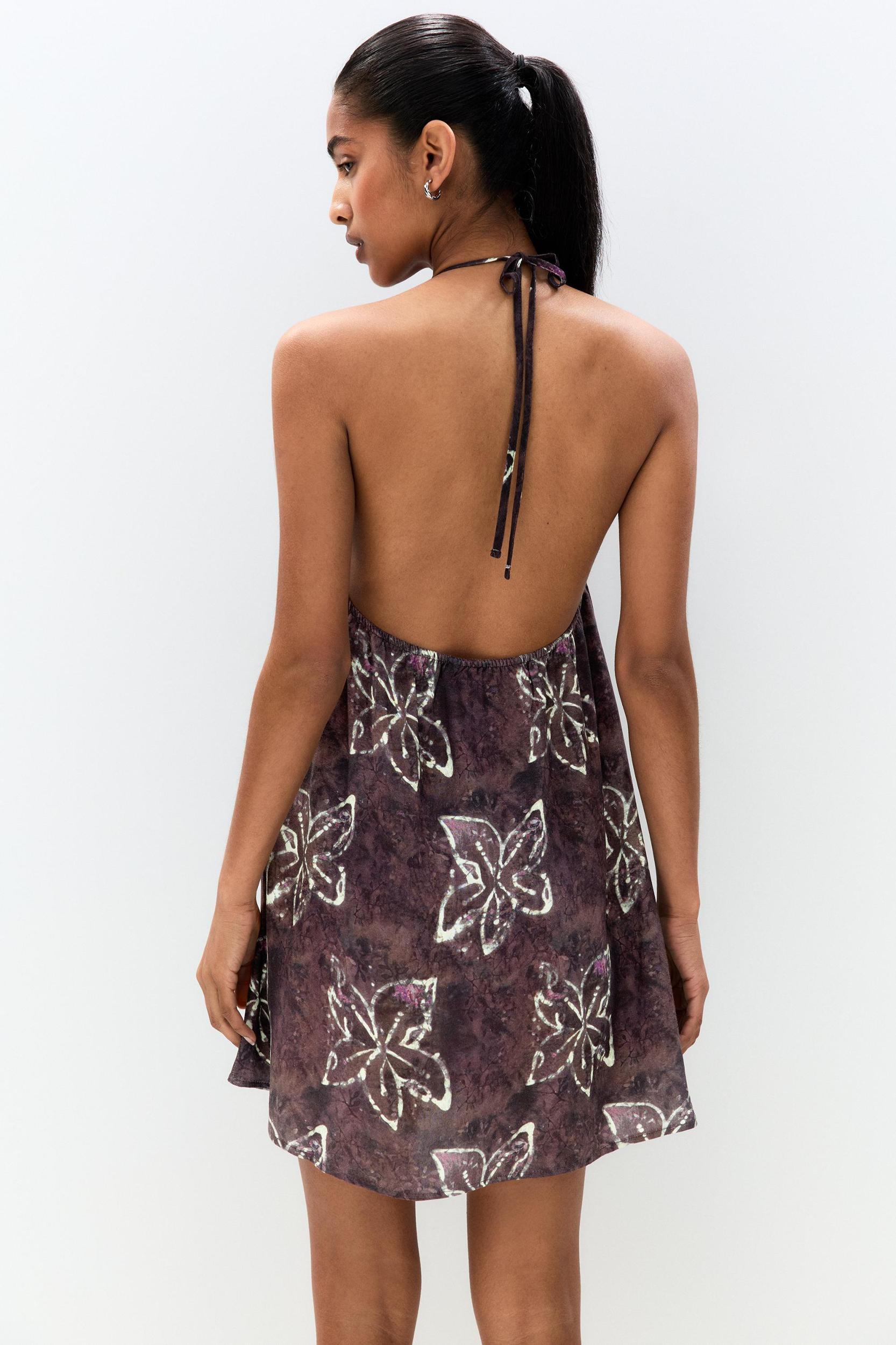 Short floral halter dress Product Image